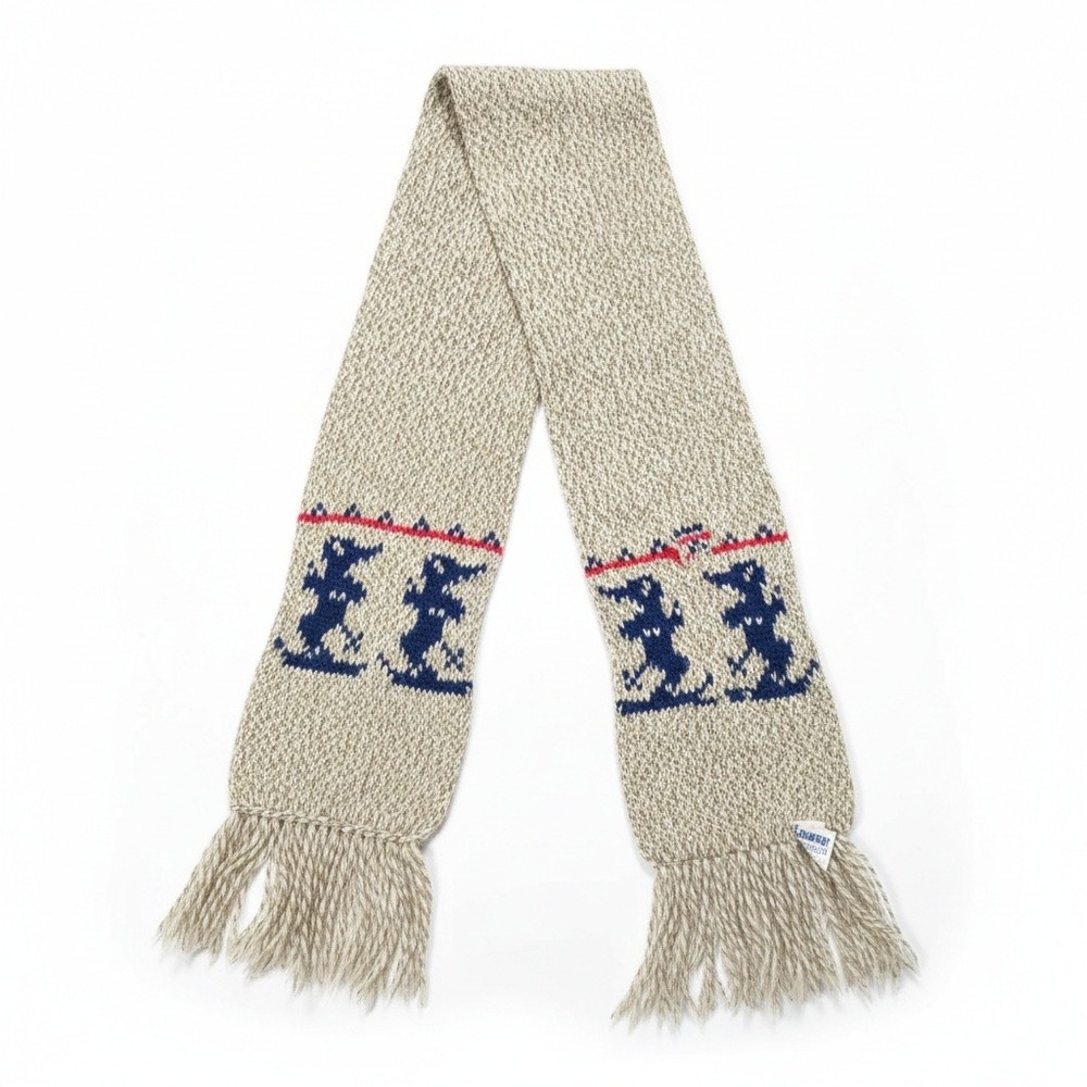 Vintage Hansen Skiing Mouse Knit Scarf Made in USA Novelty Winter‎ Retro Rare